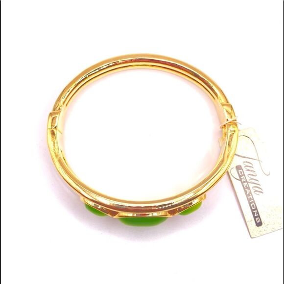 Tanya Creations Gold Green Accent Clamp Bangle Bracelet - Picture 2 of 4